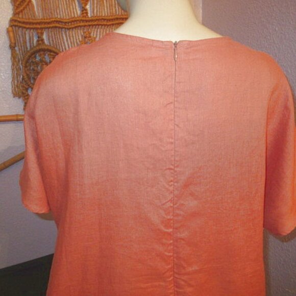 Grae Cove Linen Midi Dress Size XXL 2X Pockets Pleated Short Sleeve Lagenlook - Picture 9 of 13